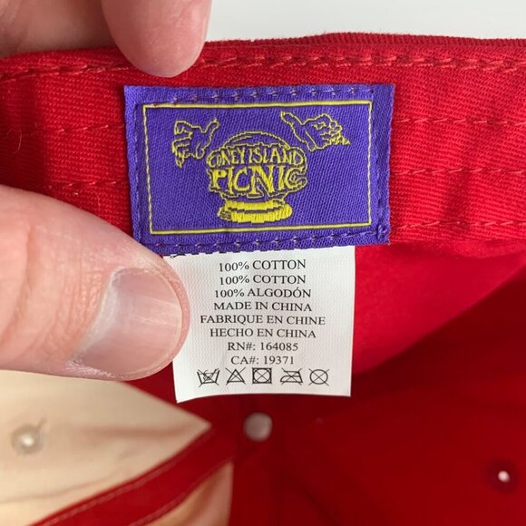 Coney Island Picnic Red Beige Relaxed Fit Strapback Hat - Picture 6 of 6